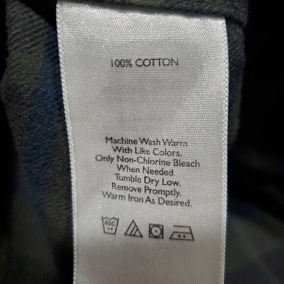 Eddie Bauer Shirt Mens Long Sleeve Heavy Button Front Green Plaid Flannel Sz L - Picture 11 of 11